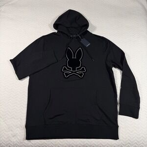 Psycho Bunny Big Tall Alexander Hoodie Black 1XLT Mens Logo Graphic